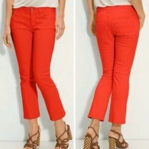 Tory Burch Red Jeans Vibrant Denim with Ornate Stitching. MINT CONDITION !